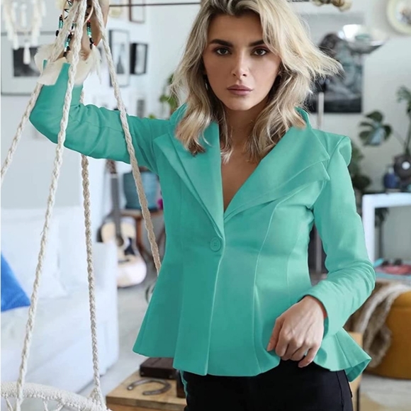 Hybrid & Company Women Double Notch Lapel Sharp Shoulder Pad Office Blazer 2xl - Picture 11 of 12